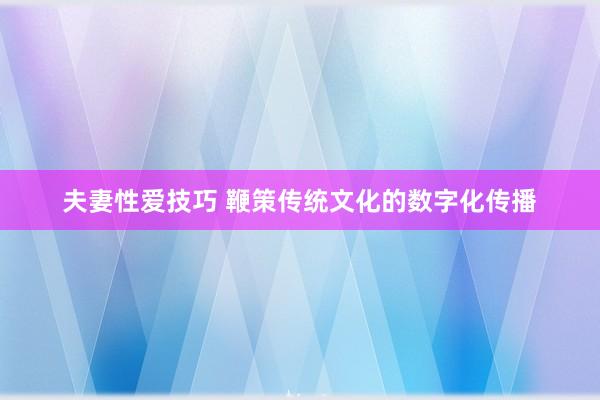 夫妻性爱技巧 鞭策传统文化的数字化传播