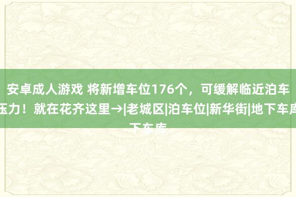 安卓成人游戏 将新增车位176个，可缓解临近泊车压力！就在花齐这里→|老城区|泊车位|新华街|地下车库